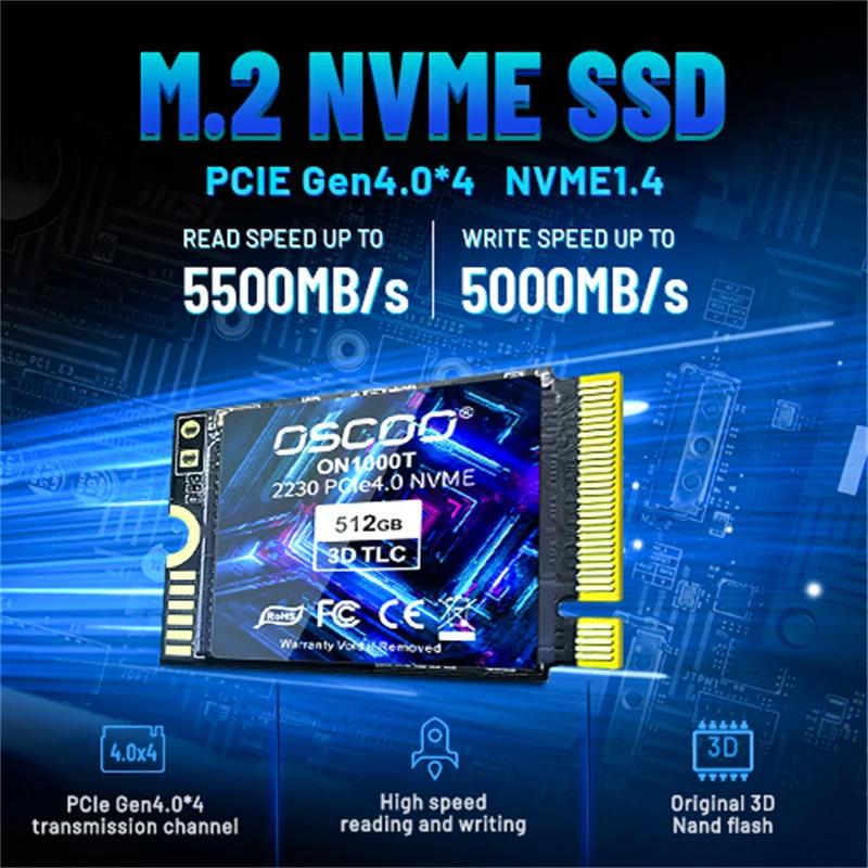 OSCOO  ָ Ʈ ̺ PCIe Gen 4x4 SSD, ũμƮ ǽ  X ǽ Ʈ 3  ũ, 1TB M.2 2230 NVMe SSD